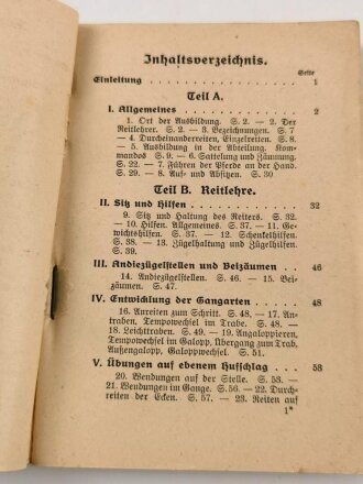 H. Dv. 12 "Reitvorschrift" datiert 1937, 204...