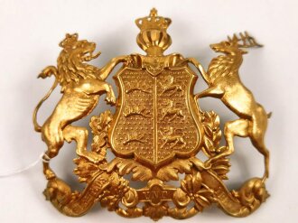 Württemberg, Emblem für eine Pickelhaube für Offiziere, golden , Abstand der Splinte 68mm