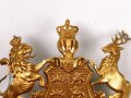 Württemberg, Emblem für eine Pickelhaube für Offiziere, golden , Abstand der Splinte 68mm