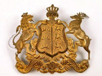 Württemberg, Emblem für eine Pickelhaube für Offiziere, golden , Abstand der Splinte 63mm