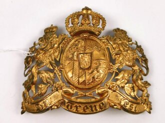 Bayern, Emblem für eine Pickelhaube für Offiziere, golden , Abstand der Gewindestangen 73mm