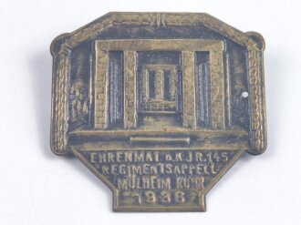 Blechabzeichen Ehrenmal I.R.145  Regimentsappell Mühlheim Ruhr 1936