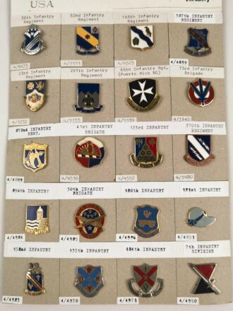 U.S. Army, Unit Crest collection, 20 x Infantry, 120,00