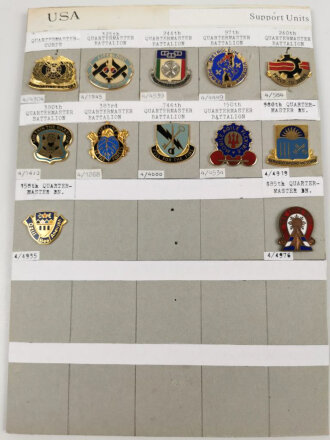 U.S. Army, Unit Crest collection, 12 x "Support...