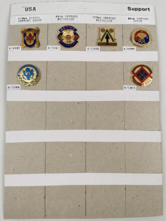 U.S. Army, Unit Crest collection, 6 x "Support...