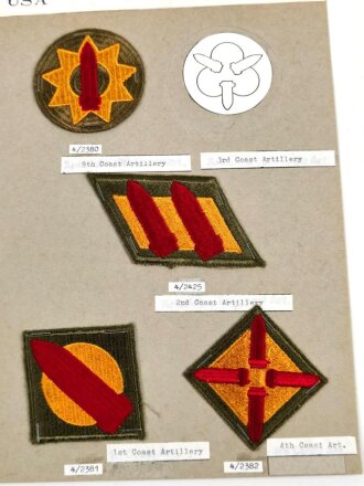 U.S. Army, Sammlung Ärmelabzeichen  "Coastal Artillerie"