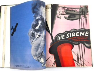 "Die Sirene " Illustrierte Zeitschrift mit den Mitteilunge des Reichsluftschutzbundes. 24 Ausgaben ab Februar 1934 gebunden.  Sehr guter Zustand