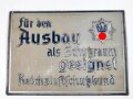 Lackiertes Blechschild " für den Ausbau als Schutzraum geeignet. Reichsluftschutzbund" Maße 19 x 26cm