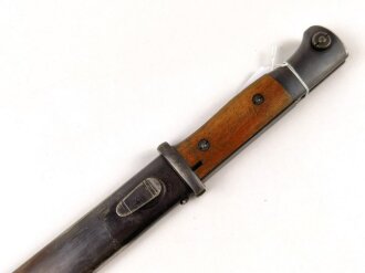 Reichswehr, Seitengewehr M84/98 für K98. Zusammengehöriges Stück, datiert 1930. Hersteller W.u.K., 5 x WaA46 gestempelt