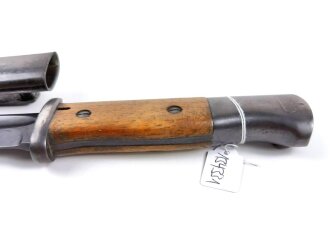 Reichswehr, Seitengewehr M84/98 für K98. Zusammengehöriges Stück, datiert 1930. Hersteller W.u.K., 5 x WaA46 gestempelt