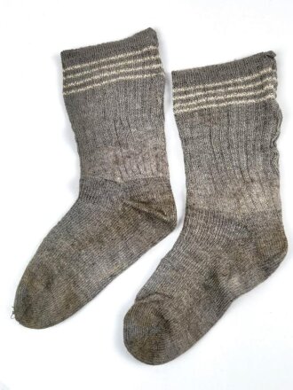 Paar Stricksocken Wehrmacht, getragenes Paar