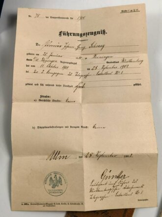 Württemberg, Nachlass eines Angehörigen beim Württemberger Detachement beim Telegraphen Bataillion Nr. 1, 2.Kompanie, Berlin 1899.