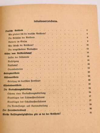 "Die Artillerie" aus der Reihe "Waffenhefte des Heeres", 31 Seiten, DIN A5