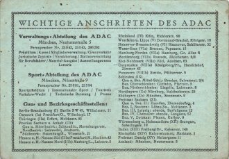 Mitglieds-Ausweis des ADAC 1926/27 eines Ingenieur aus Niederbühl