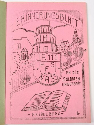 "Erinnerungsblatt 1939 J.R.110 N.A. 33 an die...