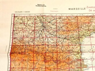 Luftwaffe Karte Frankreich "Marseille" Fliegerausgabe von 1942, Maße 78 x 60 cm