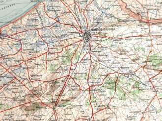 Deutsche Sonderausgabekarte "Dünkirchen-Brügge" Frankreich, Maße 80 x 56 cm, Ausgabe 1934