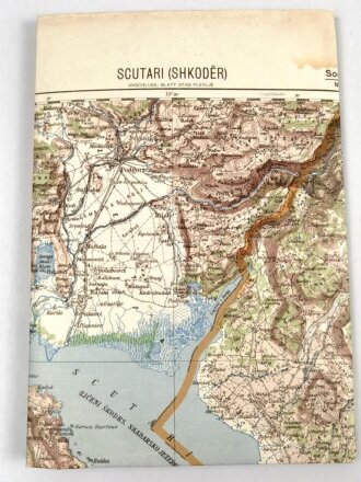 Generalkarte v. Mitteleuropa Balkan "Scutari (Shkoder)" Albanien,  Sonderausgabe 1940, Maße 69 x 49 cm, stark gebraucht