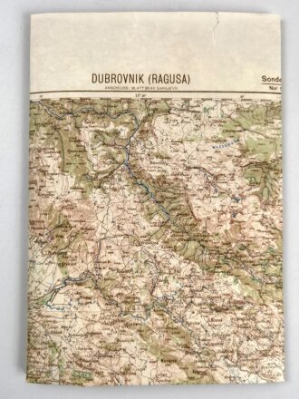 Generalkarte v. Mitteleuropa Balkan "Dubrovnik (Ragusa)" Kroatien, Sonderausgabe 1940, Maße 69 x 49 cm, gebraucht