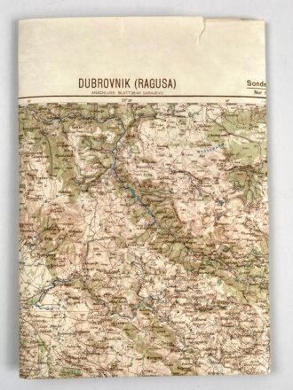 Generalkarte v. Mitteleuropa Balkan "Dubrovnik (Ragusa)" Kroatien, Sonderausgabe 1940, Maße 69 x 49 cm, gebraucht