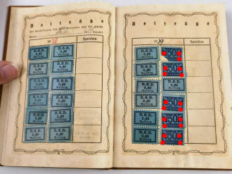 N.S.V. "Mitgliedsbuch" eines Angehörigen aus Osterbeck, datiert 1938
