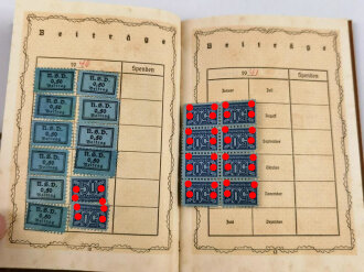 N.S.V. "Mitgliedsbuch" eines Angehörigen aus Osterbeck, datiert 1938