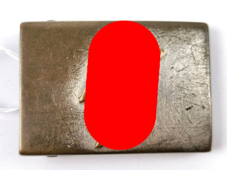 Deutsches Jungvolk, Koppelschloss mit aufgelegter Rune, schmale Ausführung 38mm. Deutlich getragenes Stück