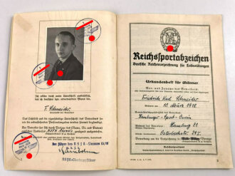 Reichssportabzeichen Urkundenheft eines Angehörigen des Nationalsozialistiches Fliegerkorbs Sturm 13/15 aus Hamburg