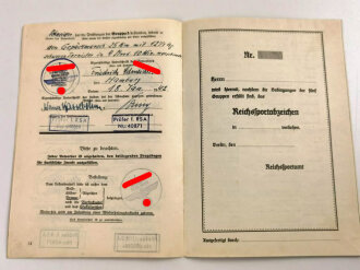 Reichssportabzeichen Urkundenheft eines Angehörigen des Nationalsozialistiches Fliegerkorbs Sturm 13/15 aus Hamburg