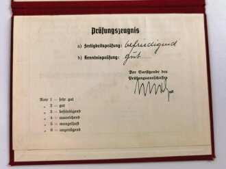 "Facharbeiterbrief" eines Maschinenschlossers aus Hamburg,  Industrie- und Handelskammer Hamburg, datiert 1942