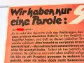 Die Parole der Woche, Wandanschlag / Plakat "Wir haben nur eine Parole: Sieg!" Folge 52 vom 24. Dezember 1941, stark gebraucht und gefaltet, Maße 83x120 cm