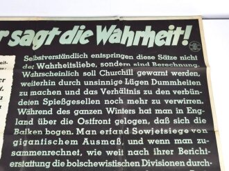 Die Parole der Woche, Wandanschlag / Plakat  "Ein Engländer sagt die Wahrheit!" Folge 20 vom 13. Mai 1942, stark gebraucht und gefaltet, Maße 83x120 cm