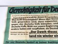 Die Parole der Woche, Wandanschlag / Plakat "Gerechtigkeit für Deutschland?" Folge 24 vom 10. Juni 1942, stark gebraucht und gefaltet, Maße 83x120 cm