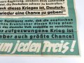 Die Parole der Woche, Wandanschlag / Plakat "Gerechtigkeit für Deutschland?" Folge 24 vom 10. Juni 1942, stark gebraucht und gefaltet, Maße 83x120 cm