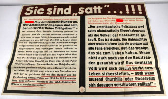 Die Parole der Woche, Wandzeitung "Sie sind satt...!!!" Folge 2 vom 7. Januar 1942, stark gebraucht und gefaltet, Maße 83x120 cm