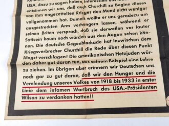 Die Parole der Woche, Wandzeitung "Sie sind satt...!!!" Folge 2 vom 7. Januar 1942, stark gebraucht und gefaltet, Maße 83x120 cm