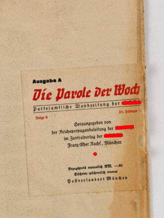 Die Parole der Woche, Wandanschlag / Plakat  "Die Stunde wird kommen!" Folge 9 vom 25. Februar 1942, stark gebraucht und gefaltet, Maße 83x120 cm