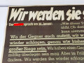 Die Parole der Woche, Wandanschlag / Plakat  "Wir werden sie Schlagen!" Folge 12 vom 18. März 1942, stark gebraucht und gefaltet, Maße 83x120 cm