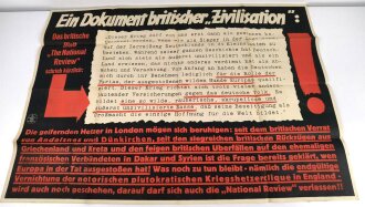 Die Parole der Woche, Wandanschlag / Plakat  "Ein Dokument britischer Zivilisation" Folge 42 vom 15. Oktober 1941, stark gebraucht und gefaltet, Maße 83x120 cm