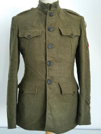 U.S. WWI AEF  tunic, soldier was member of the 37th Infantry Division which had seen combat in Meuse-Argonne and at Ypres-Lys offensives . Twice overseas, some moth holes, otherwise good condition