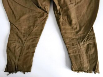 U.S. WWI AEF trousers with " Mills " service belt, legs shortened, otherwise in good condition