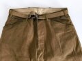 U.S. WWI AEF trousers with " Mills " service belt, legs shortened, otherwise in good condition