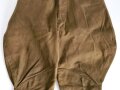 U.S. WWI AEF trousers with " Mills " service belt, legs shortened, otherwise in good condition