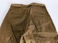 U.S. WWI AEF trousers with " Mills " service belt, legs shortened, otherwise in good condition