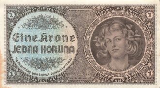 Protektorat Böhmen und Mähren, Banknote Eine Krone