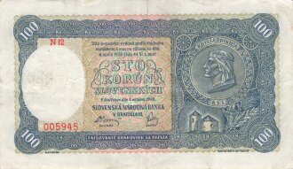 Slovenska Republika, Banknote 100 Korun, datiert 1940