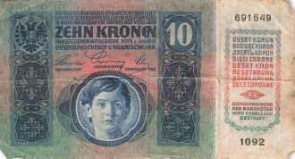 Österreich Ungarn k.u.k. , Banknote Zehn Kronen 1915