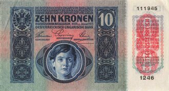 Österreich Ungarn k.u.k. , Banknote Zehn Kronen 1915