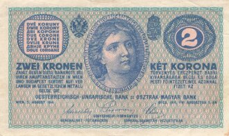 Österreich Ungarn k.u.k. , Banknote Zwei Kronen 1914