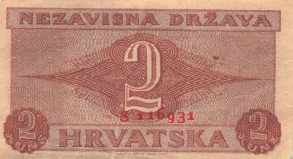 Kroatien , Banknote 2 Kune 1942